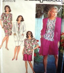 7128  Simplicity SHORTS, MOCK WRAP SKIRT, SS TOP, JACKET PATTERN 12-18 OR 20-26 CHOICE UNCUT